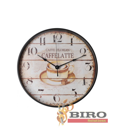 Ceas de perete din plastic Optima CAFFELATTE, alb
